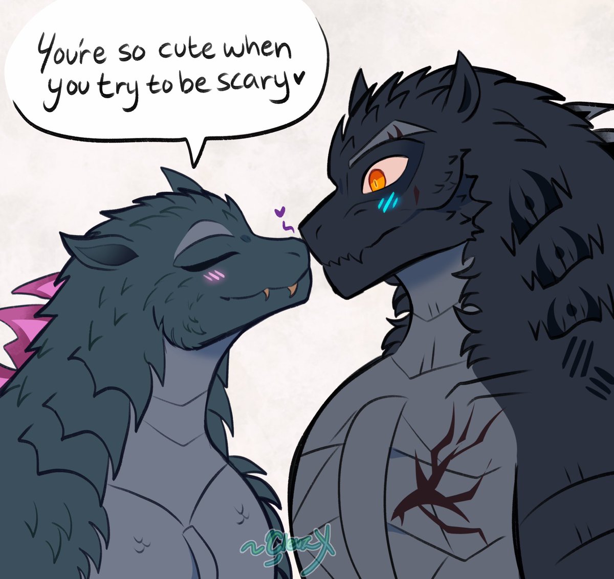 ClevzX's tweet photo. Godzilla got his snoot booped 💕 https://t.co/Ei3MCotgpi