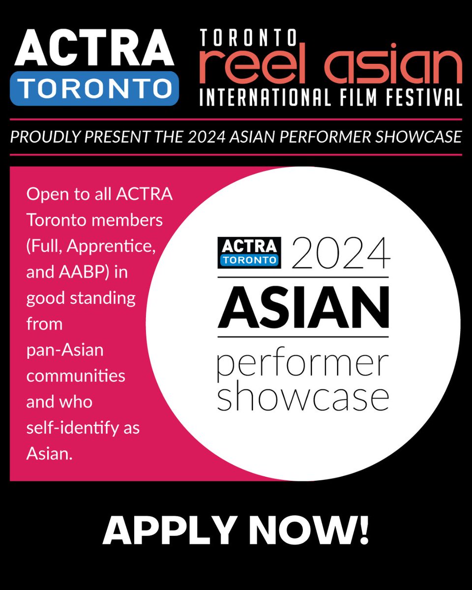Applications are now open for the second edition of our Performer Showcase!

Following the success of our 2021 Black Performer Showcase, we are excited to announce our Asian Performer Showcase. This edition of our showcase is presented in partnership with <a href="/reelasian/">Toronto Reel Asian International Film Festival</a> and in