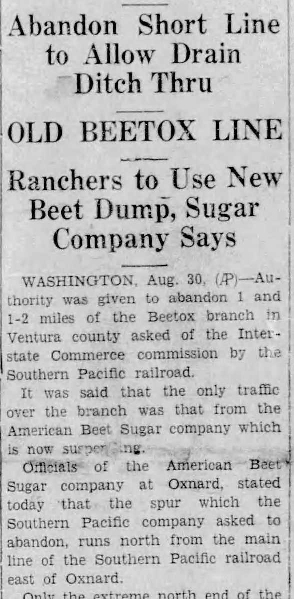 FreewaysLA's tweet image. Courtesy of Ron Gates:
Beetox (Beet Oxnard) was a railroad spur for a sugar beet dump. It was close to Del Norte. This pic is taken between Del Norte and Central heading towards Camarillo. You can see Spanish Hills in the haze to the left.