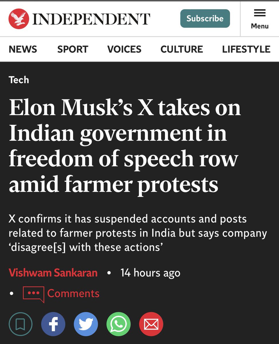 What we’ve been saying that Bjp Govt is erroneously blocking pro #farmerprotests2024 X handles has been confirmed by @elonmusk terming it an attack on freedom of speech! On the contrary hate spreaders against farmers and sikhs are being promoted and shielded while our Cm