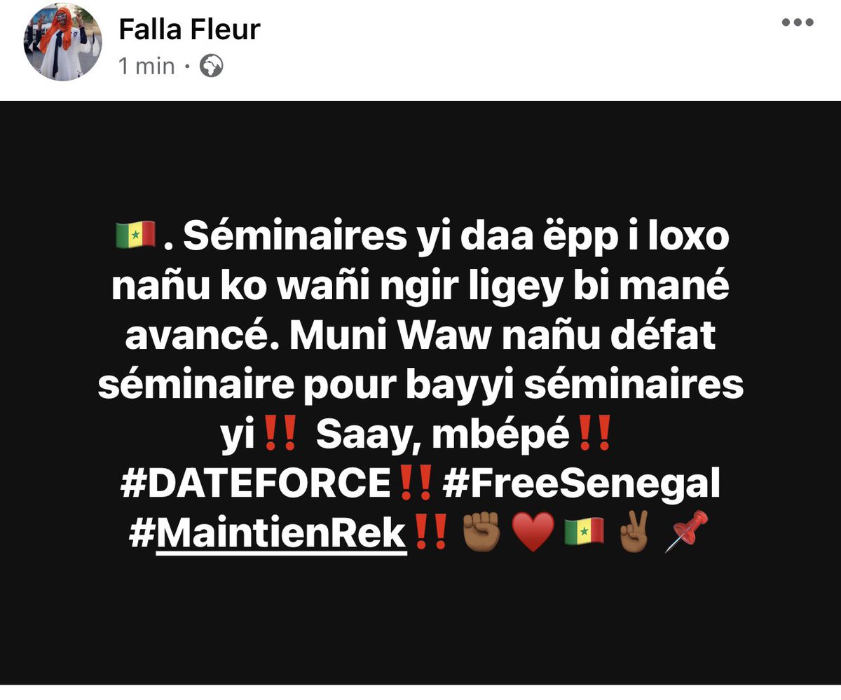 fallafleur's tweet photo. ✊🏾🇸🇳✌🏾
#DATEFORCE‼️
#FreeSenegal‼️
#MaintienRek‼️✊🏾♥️🇸🇳✌🏾📌 https://t.co/rXjrMXQoND