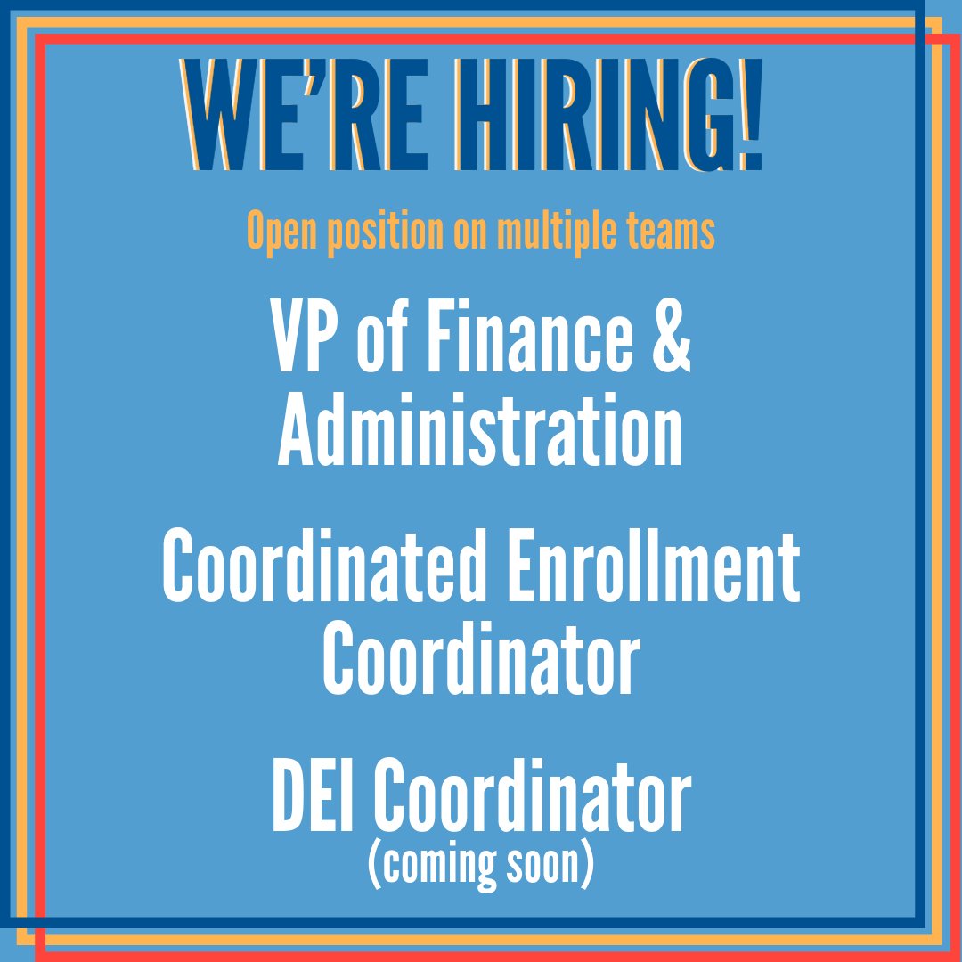 We are hiring for multiple positions, including for a Vice President of Finance &amp; Administration and a Coordinated Enrollment Coordinator. The Coordinated Enrollment Coordinator application closes this Sun, 2/25.
unitedwaylane.org/job-opps
The DEI Coordinator will be posted soon.
