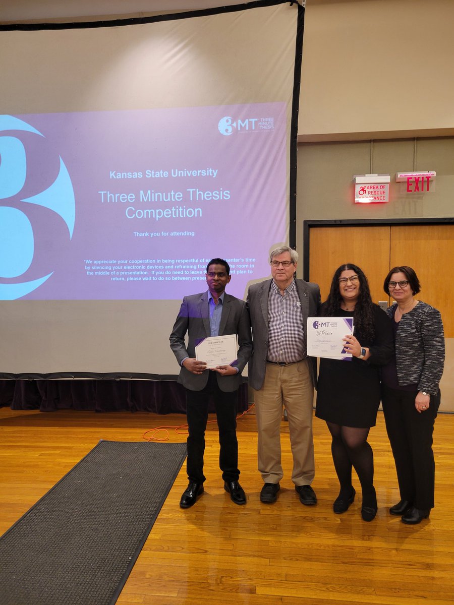 cwrice's tweet image. Congratulations to Irosha and Endy being the finalists for the K-State Graduate Student 3minute thesis competition and to Endy Kailer for winning the 3MT competition. The K-State Soil Microbial Agroecology was well represented @smicrobial_ksu
