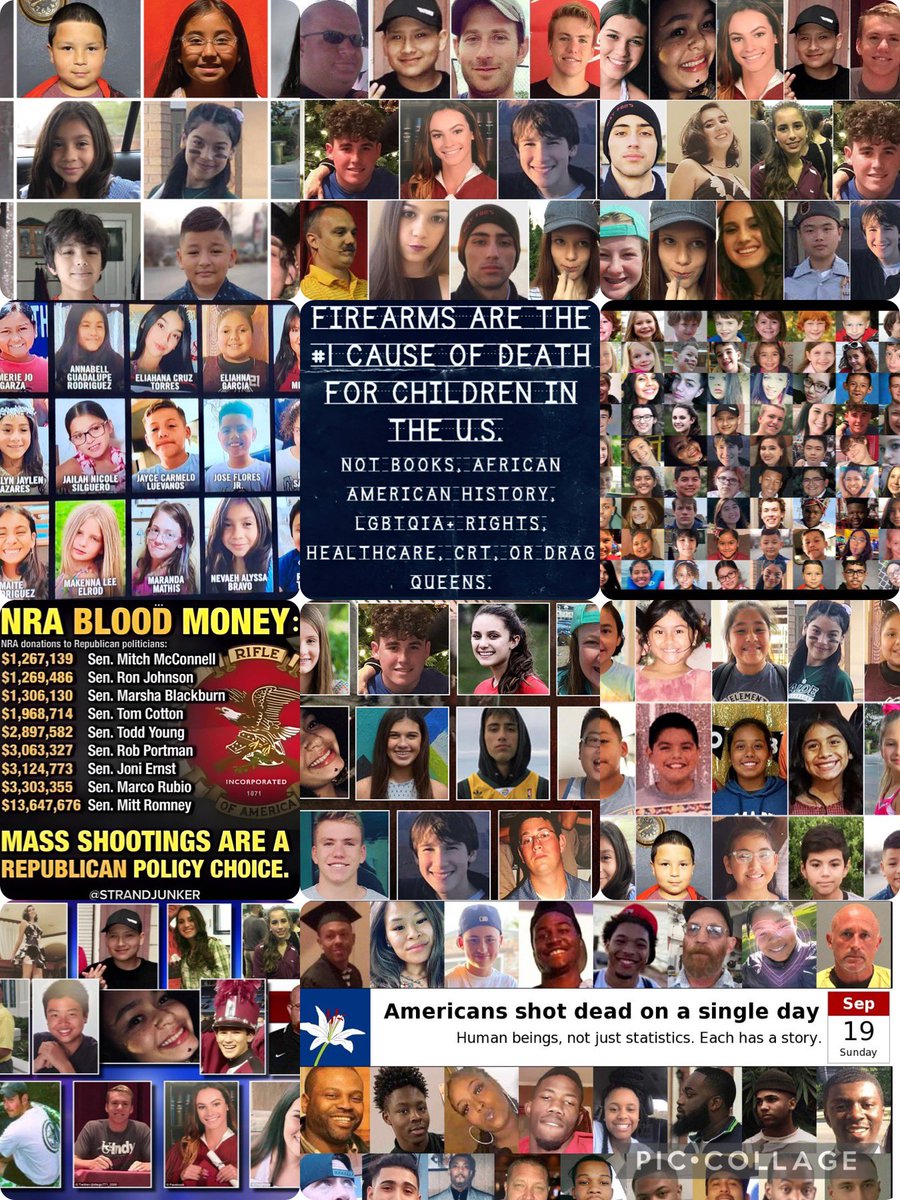 ZemanLynnZ's tweet photo. @mtgreenee If it’s truly a “March for Life” these CHILDREN would be alive today, so SAVE IT.

Blood on your hands @GOP 

#GOPisNOTprolife #GunSenseNOW #NRAownsGOP https://t.co/yk8DJc9wXm