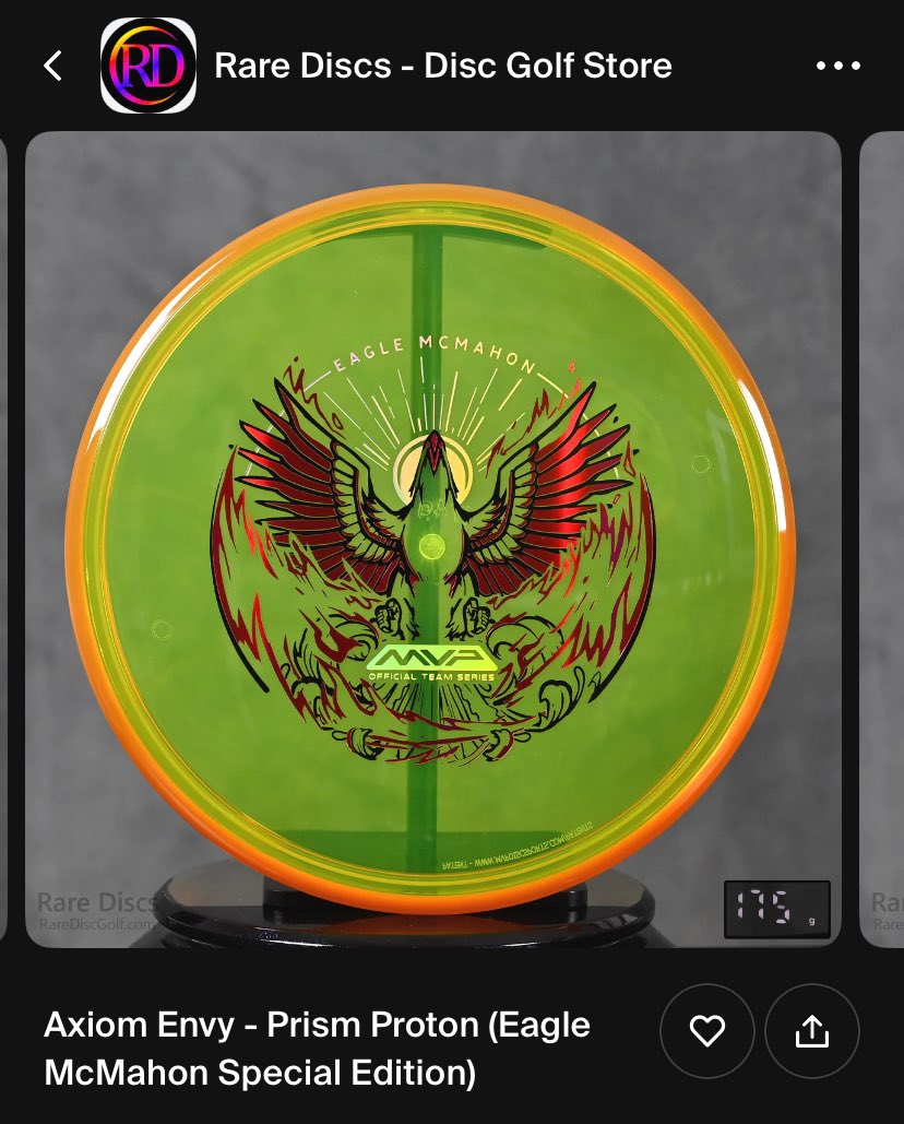MattErickson13's tweet photo. @PlastRface @RareDiscGolf Dang that is a beauty! I must’ve been late to the site and missed that one as the yellow/dayglo is my jam! Here’s the one I snagged, hoping it comes soon! https://t.co/5yNw1DqORm