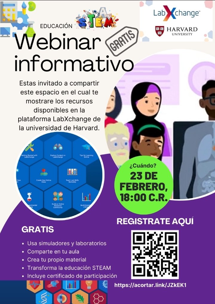 JamMatamoros's tweet photo. No te lo pierdas, te invito a conocer la plataforma LabXchange de la U de Harvard. A las 18:00 hora de Costa Rica https://t.co/7kOPixwZFw