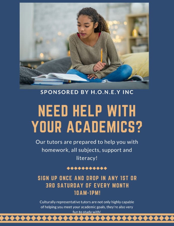 H.O.N.E.Y. &amp; Culture CLUB is sponsoring drop-in tutoring sessions every first and third Saturday of the month from 10 a.m. to 1 p.m.! 
Learn more on H.O.N.E.Y.’s Facebook page, and sign up by emailing honeynonprofit@gmail.com.
facebook.com/HONEYCultureCl…
#HONEYInc #LaneCounty