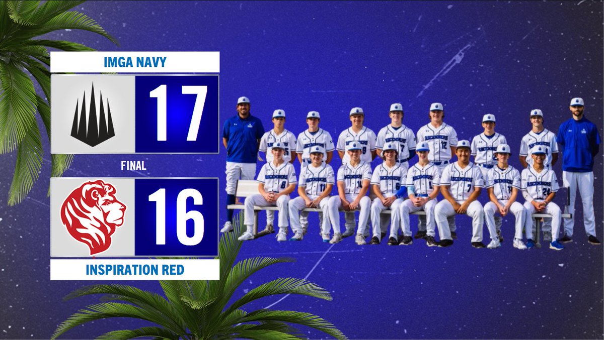 IMGA NAVY outlasted a gritty IA Red squad in a wild back and forth affair Tuesday night. It was team effort for IMG with 9 different players scoring a run. Oliver Boutin threw a scoreless 1.2 innings to preserve the W!

<a href="/IMGAcademy/">IMG Academy</a>