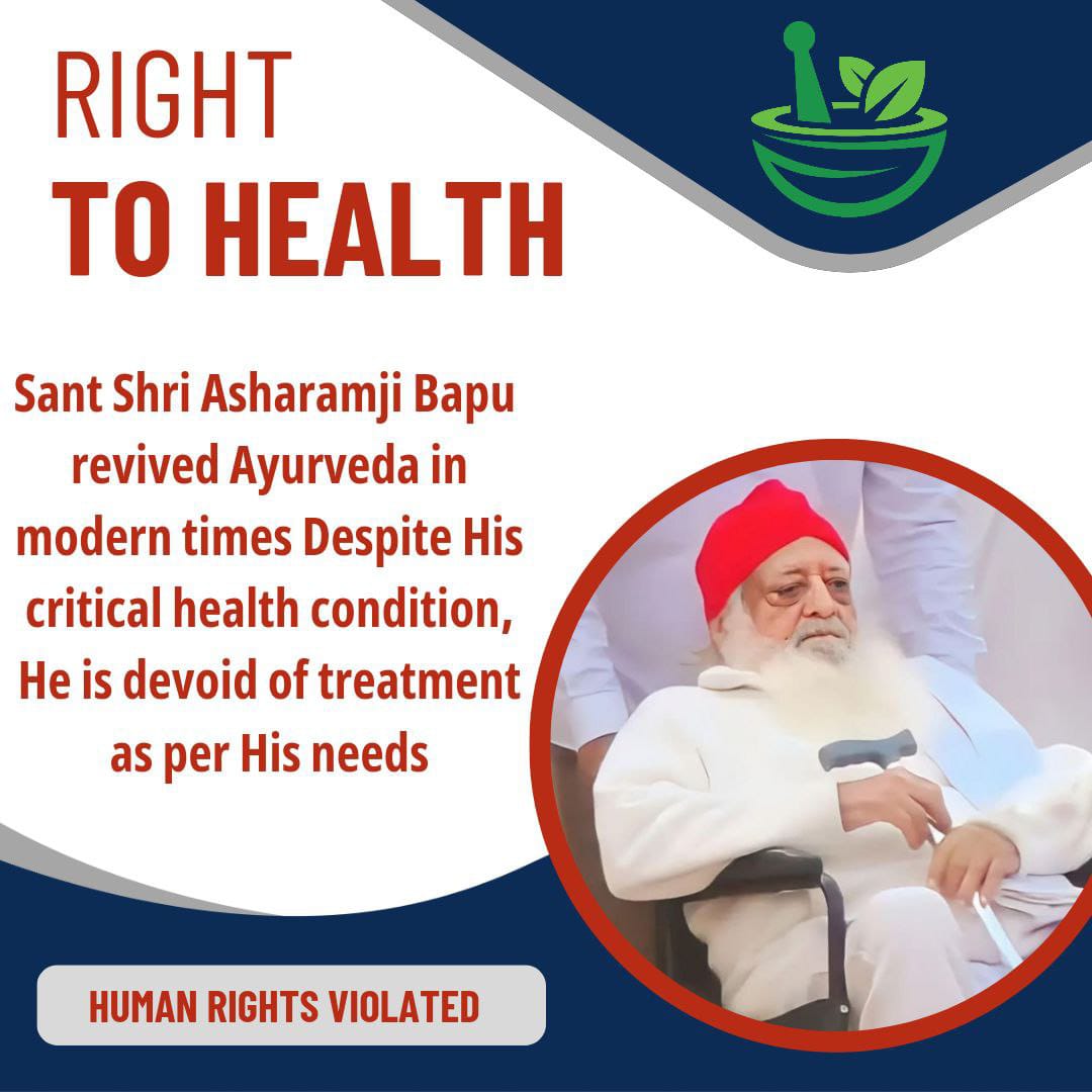 SeemaDhamija5's tweet photo. Health Care
Sant Shri Asharamji Bapu निर्दोष हैं ,आज तक एक बार बेल उनको नही मिली है उनके बेहद खराब स्वास्थ्य में उन्हें
Holistic Treatment मिल सके जैसा वे चाहते हैं उसके लिये कोर्ट तुरन्त उन्हें दे
#UrgentMedicalRelease https://t.co/mvEaRCU6zl