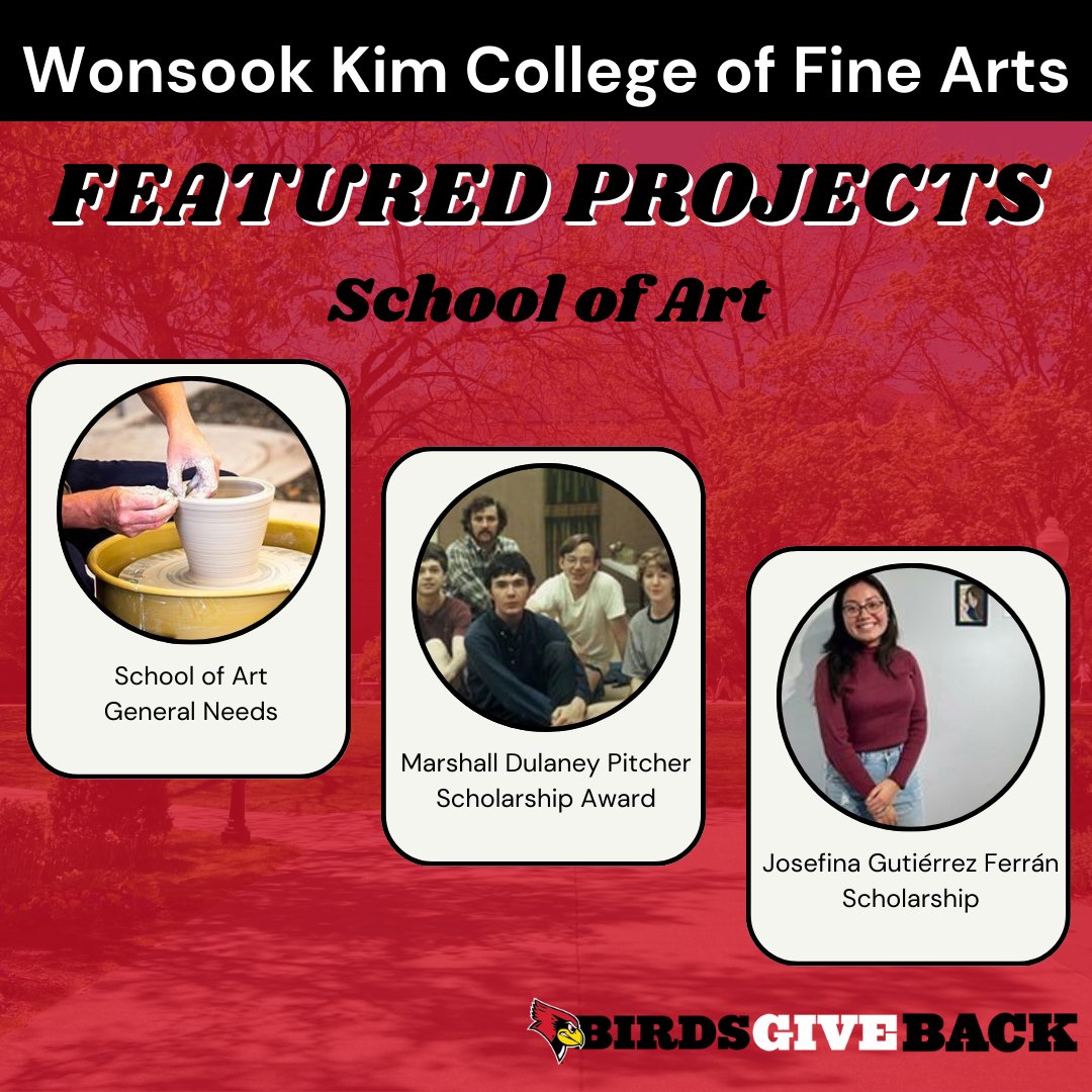 This year during #BirdsGiveBack, support students in the Wonsook Kim School of Art through a donation to one of the featured projects providing scholarship opportunities. Learn more and make your gift at:

birdsgiveback.illinoisstate.edu/pages/school-o…