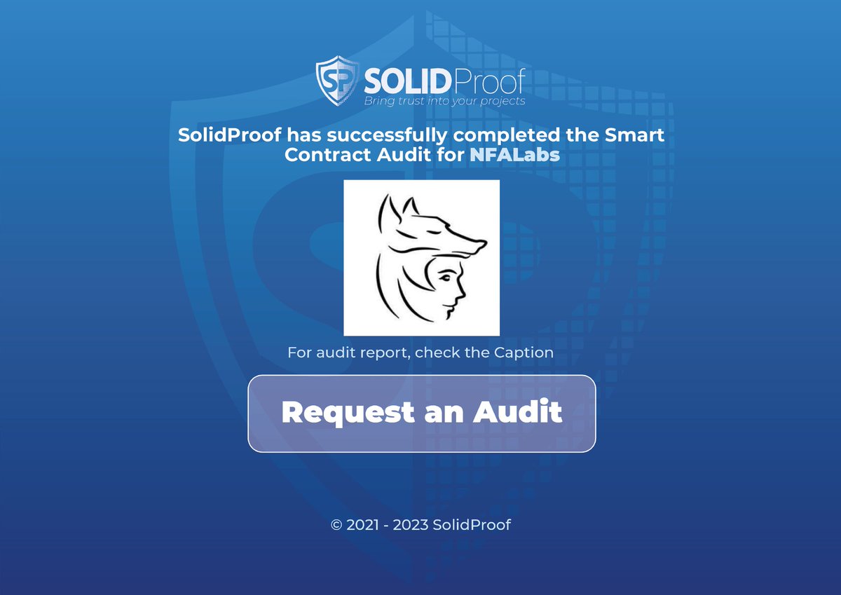 SolidProof_io's tweet photo. We are happy to announce that we have completed the smart contract audit for
@nfalabs
Need an audit?
https://t.co/i3evxJTtOP
Check out the full audit report here:
https://t.co/npyekNaAuc
#SmartContracts #Blockchain https://t.co/TGtzdBp2Km
