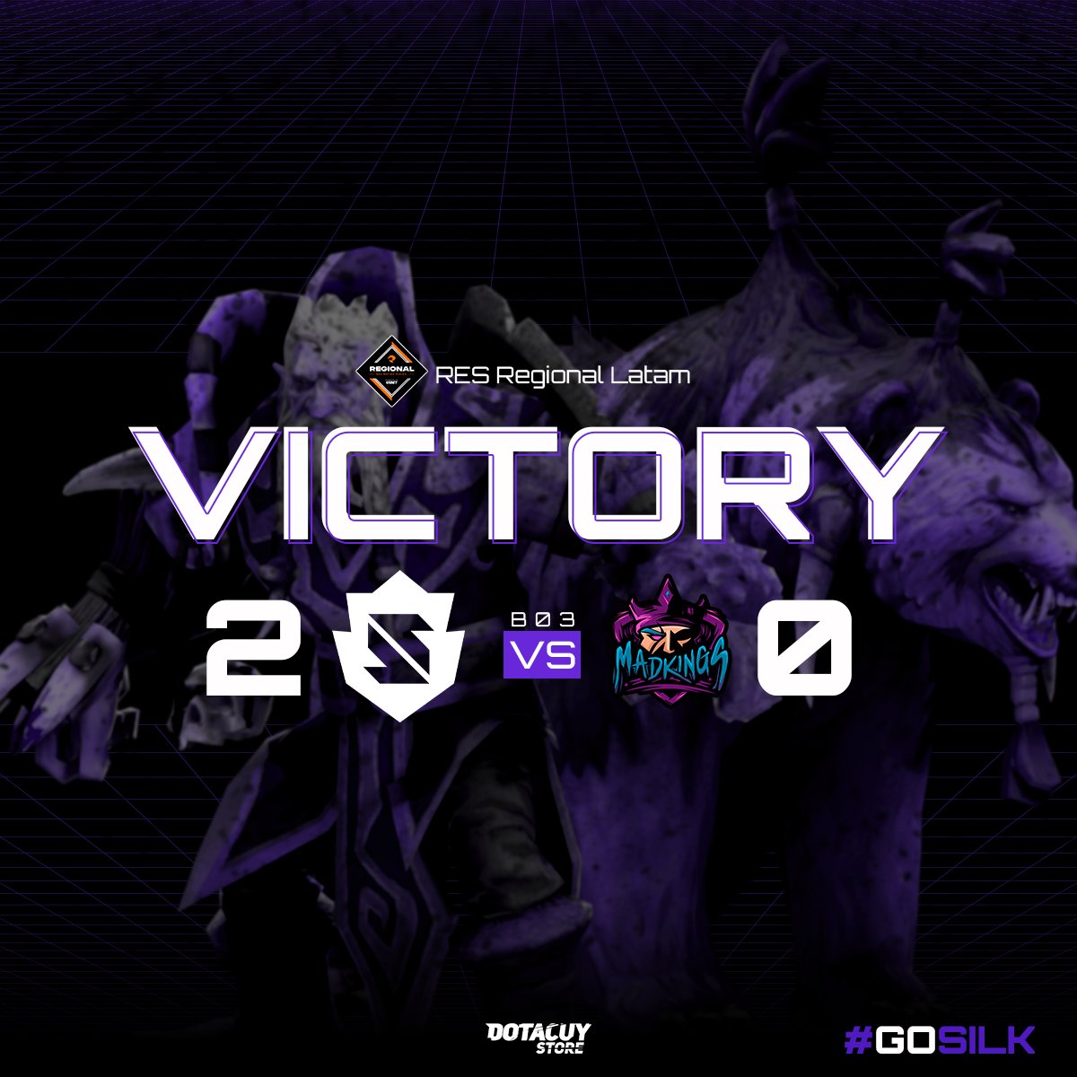 🔥¡VICTORIA!🔥

Empezamos con el pie derecho en la competencia con un gran triunfo por 2-0 🆚 <a href="/madkingsesports/">Mad Kings Esports</a>. 

Al rey le quitamos la corona 😎

Gracias por el apoyo a nuestros pibes, nos vemos mañana para seguir compitiendo.

#GOSILK