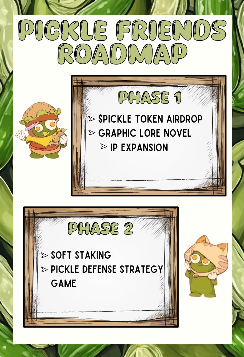 Phase 1 and 2 of pickle revealed 🔒

.099 SOL mint price. ALL holders get token airdrop

Pickle Pre-sale coming soon, drop your wallets