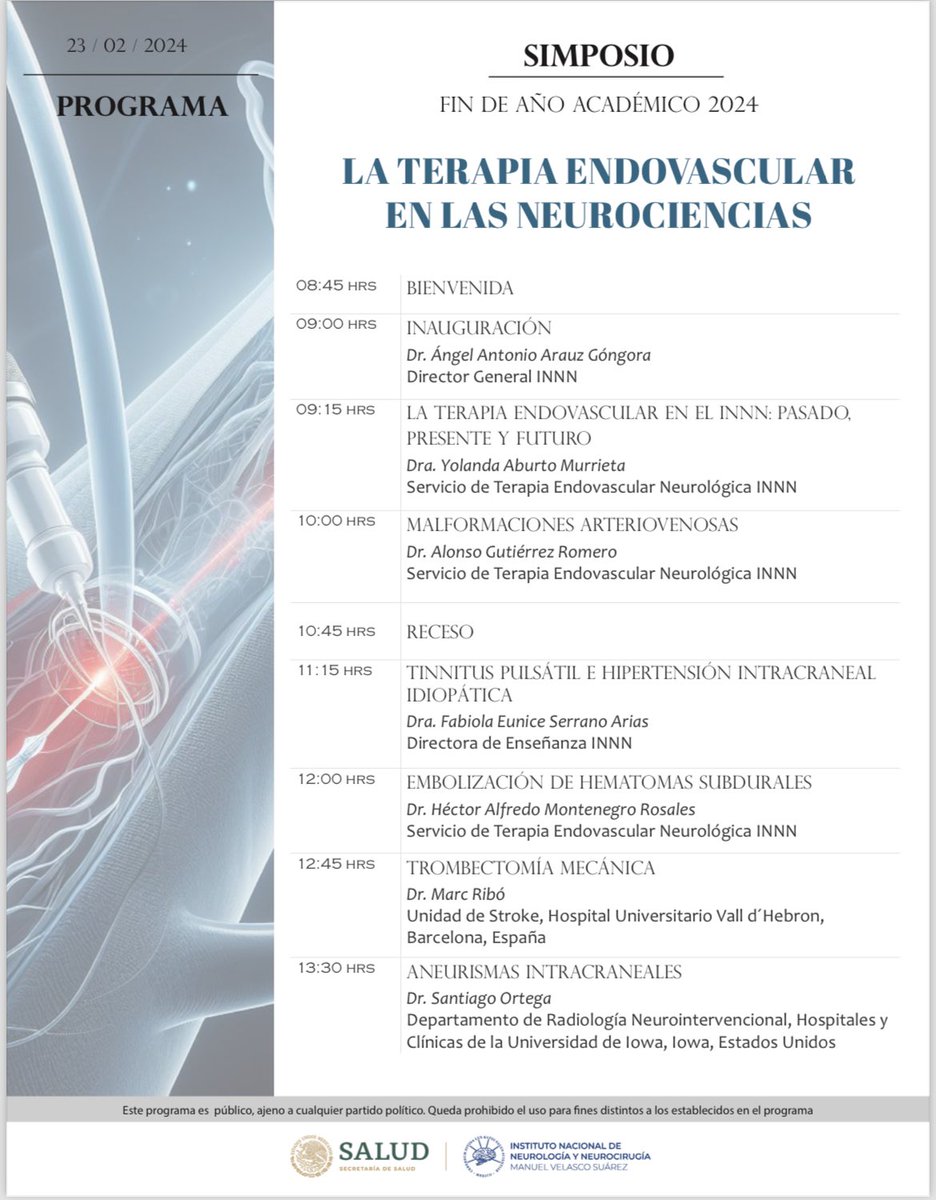 Es mañana!! La Terapia Endovascular en las Neurociencias… los esperamos! 🧠💪<a href="/INNNMVS/">Instituto Nacional de Neurología y Neurocirugía</a>