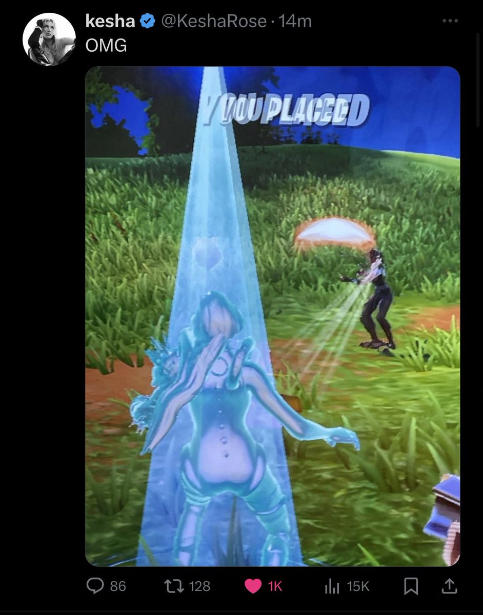 obsessed with kesha live tweeting playing fortnite using gaga skin😭😭