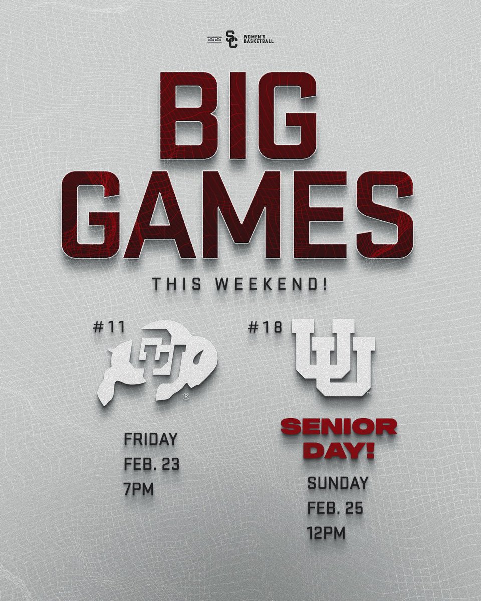 USCWBB's tweet photo. Two huge games at our house this weekend.

See you there, Trojan Fam!

🎟️: https://t.co/3phSlkeH2Y https://t.co/0ATAbROxor
