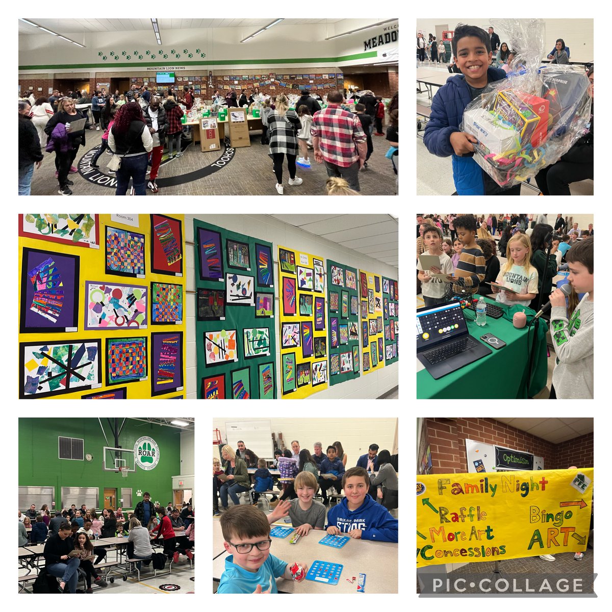 BINGO, art show, baskets, oh my! What an amazing family night! Thank you @meadowridgePFE for planning and organizing a wonderful evening for our families.