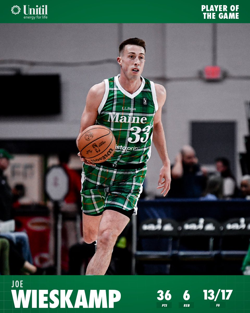 Maine Celtics (@maineceltics) on Twitter photo ⚡️ Your <a href="/Unitil/">Unitil</a> Player of the Game is <a href="/JWieskamp21/">Joe Wieskamp</a> #bleedgreen ⚡️ Your <a href="/Unitil/">Unitil</a> Player of the Game is <a href="/JWieskamp21/">Joe Wieskamp</a> #bleedgreen