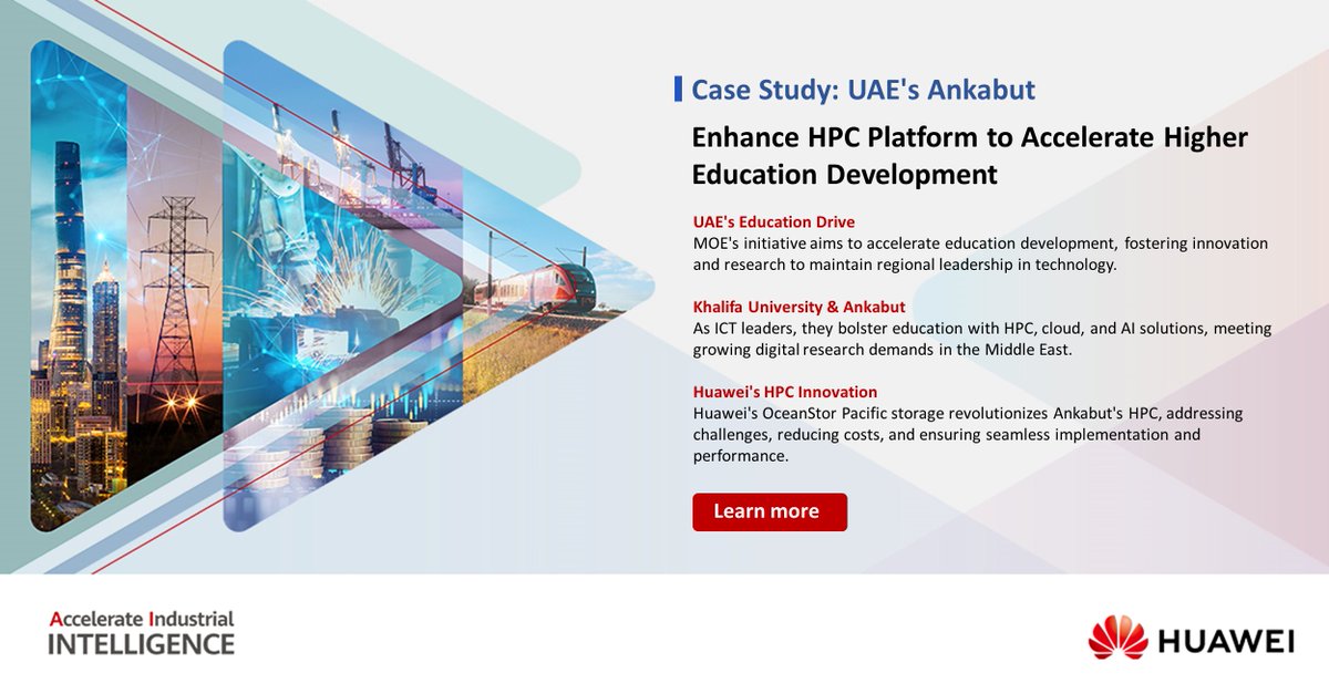 Discover how <a href="/AnkabutUAE/">Ankabut</a>, the national research and education network of the UAE, uses Huawei's #OceanStorPacific scale-out storage to improve its HPC platform &amp; showcases its commitment to leading IT infrastructure for research &amp; education. bit.ly/49Ao3go #HuaweiMWC