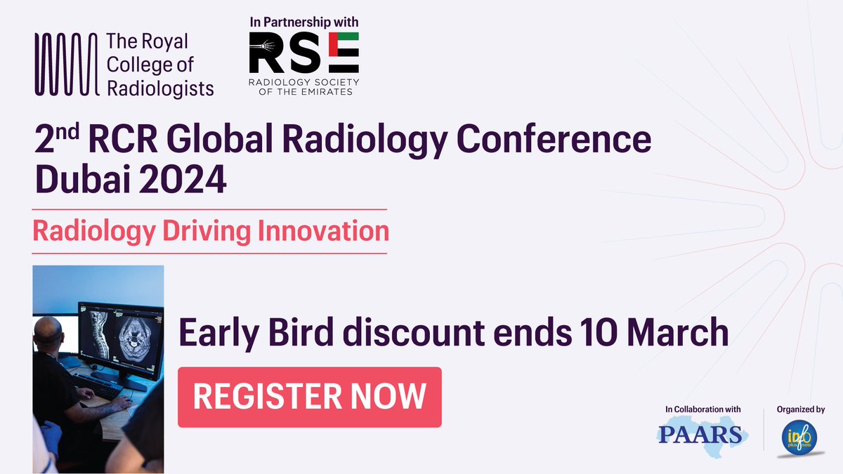 There's still time to book at early bird rates for our 2nd Global Radiology Conference 🌏 

Join us in Dubai to explore the positive impact cutting-edge technology has on the industry and how it benefits patients.

#RCRDubai