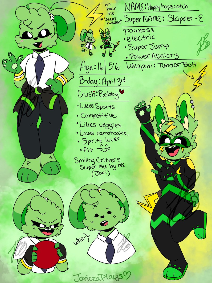 smilingcritterSuperAu (4/8) of my super au 💚🐰 Hoppy hopscotch