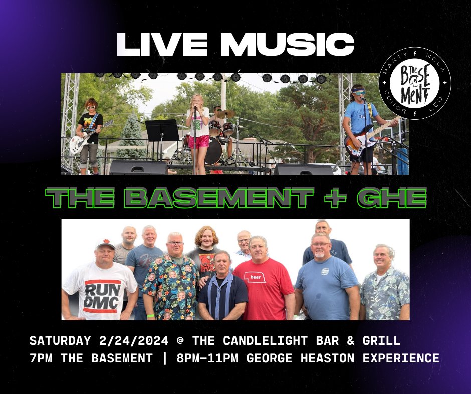 thebasement402's tweet photo. Looking for something to do this Saturday night? 
Join us and George Heaston Experience at the Candlelight Bar and Grill (50th &amp; Grover) for a rock show!   

7pm The Basement 
8pm-11pm George Heaston Experience  

We hope to see you there! https://t.co/t4tp6jy2Bo