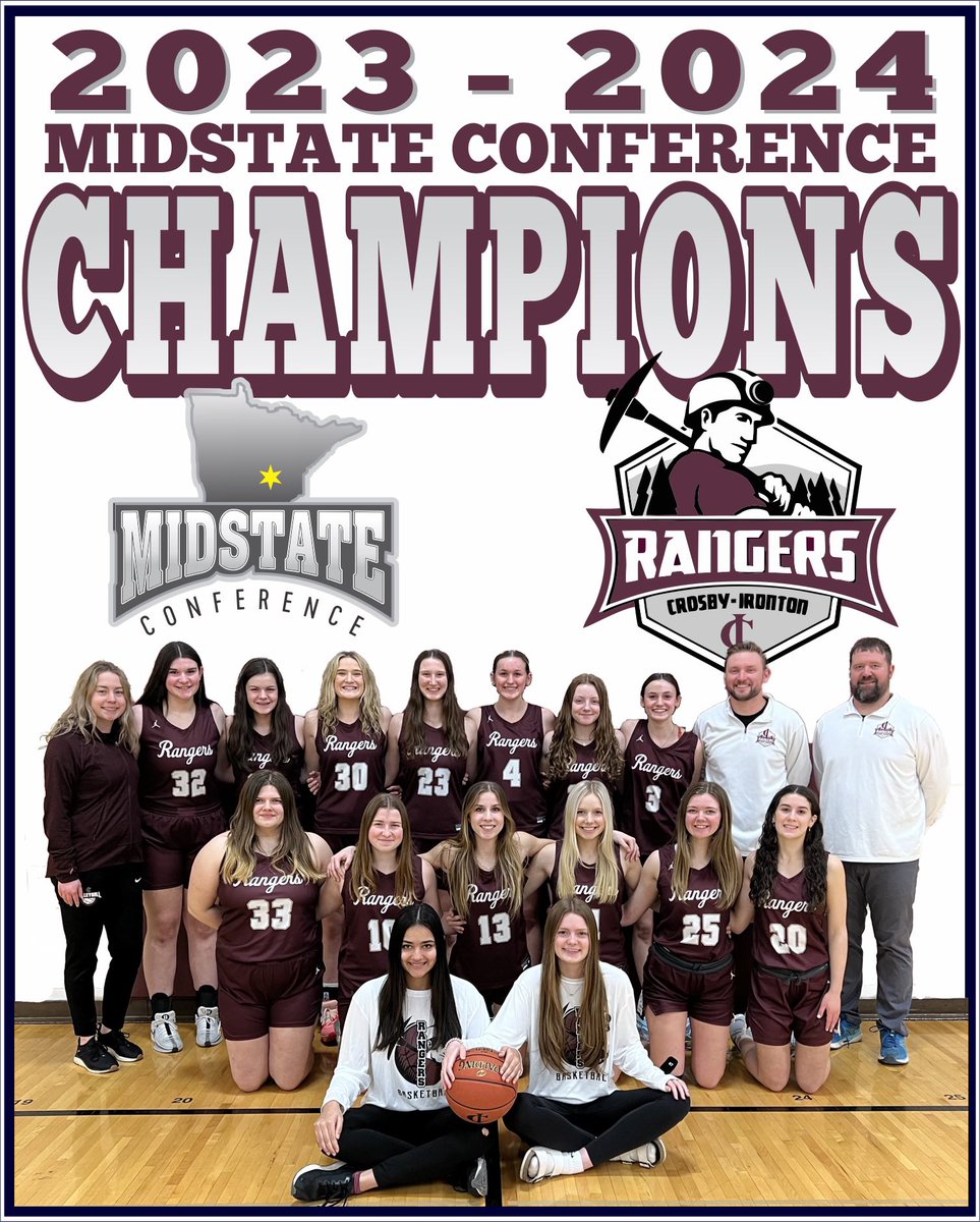 Lady Rangers over Detroit Lakes 66-51. With the win the girls are the outright Mid-State Conference champions for the first time in 33 years! 

The girls wrap up the regular season at 20-6 and seeding for the Section 7AA tournament comes out Sunday. 

⛏️Go-CI-Go⛏️ #RangerNation