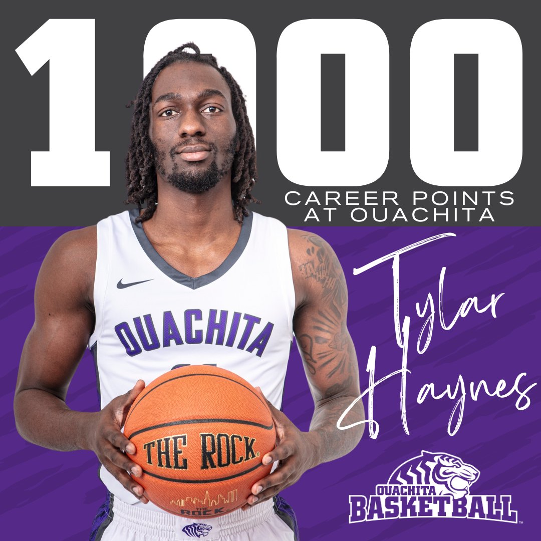1⃣0⃣0⃣0⃣ 𝘾𝘼𝙍𝙀𝙀𝙍 𝙋𝙊𝙄𝙉𝙏𝙎 Congrats to Tylar Haynes on being the 17th Tiger to join the 1,000 point club at Ouachita! #tigerfamily🐅 #BringYourRoar