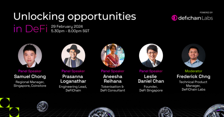 If you're in #Singapore, the 29th Feb (Thursday), come join us for the first community meet-up here by <a href="/DeFiChainLabs/">DeFiChain Labs</a> and learn about what's happening in the #DeFi ecosystem with  <a href="/SCrypt22/">Old Money Goat</a> <a href="/QueenBeeHcw3/">Aneesha Reihana</a> <a href="/lesliedanchan/">LeslieDanielChan</a> @friedriche_br

#DeFi #web3 #blockchain #DeFiChain