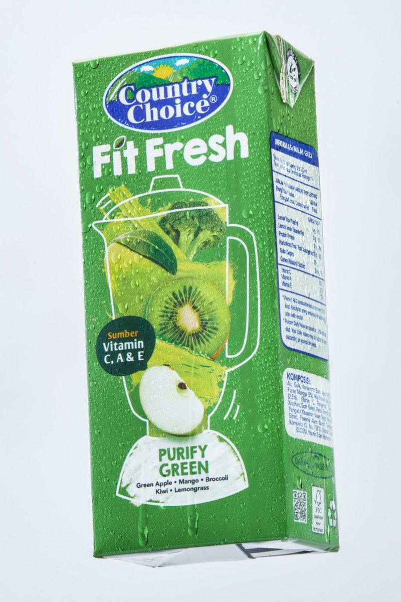 countrychoiceID's tweet photo. Ketiga ada Fit Fresh Purify Green, sebagai Healthy Gut Booster. Buat kamu yang punya masalah pencernaan, harus coba konsumsi varian hijau ini secara rutin, karena mengandung buah, sayur, dan herbal berwarna hijau yang jadi sumber nutrisi dan mikrobiota terbaik. https://t.co/WQUjeXhSIc