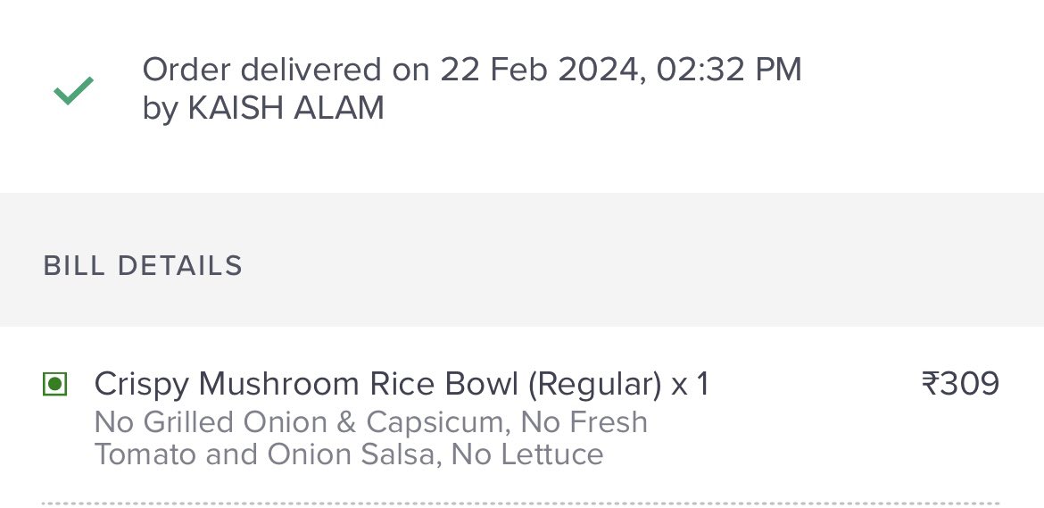 anukritiii's tweet photo. Ordered a VEG rice bowl from California Burrito via @swiggy and got Thalairaj's Kebab Biryani instead! 🤦‍♂️ Called the driver, but he's probably too busy. 🍛😡 #SwiggyFail

P.s I am a swiggy one customer and vegetarian 🙃 https://t.co/yoYB6aCifs