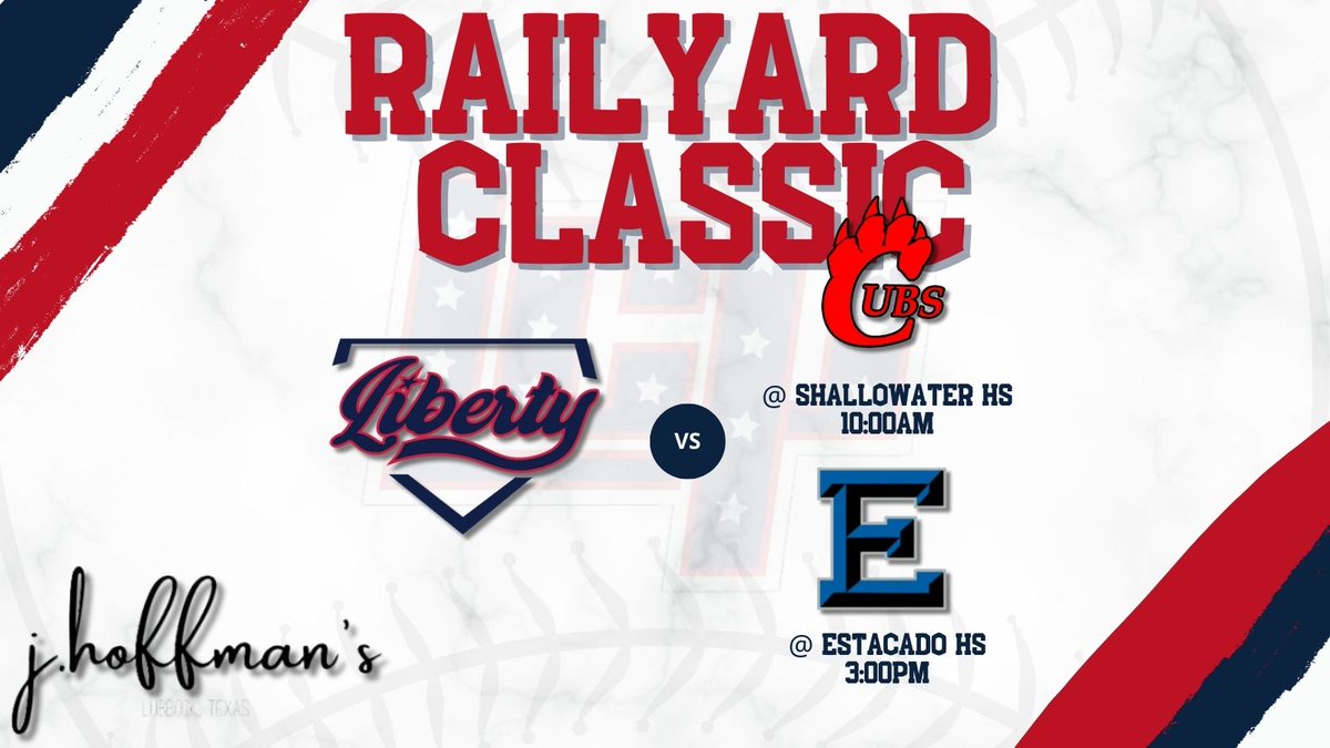 ⚾️Railyard Classic🔔

Day 2 matchups include:

10AM🆚Brownfield @ Shallowater HS

3PM @ Estacado
🔔Early look at a 2025 4A District opponent?
    
#RingTheBell #LibertyPatriots