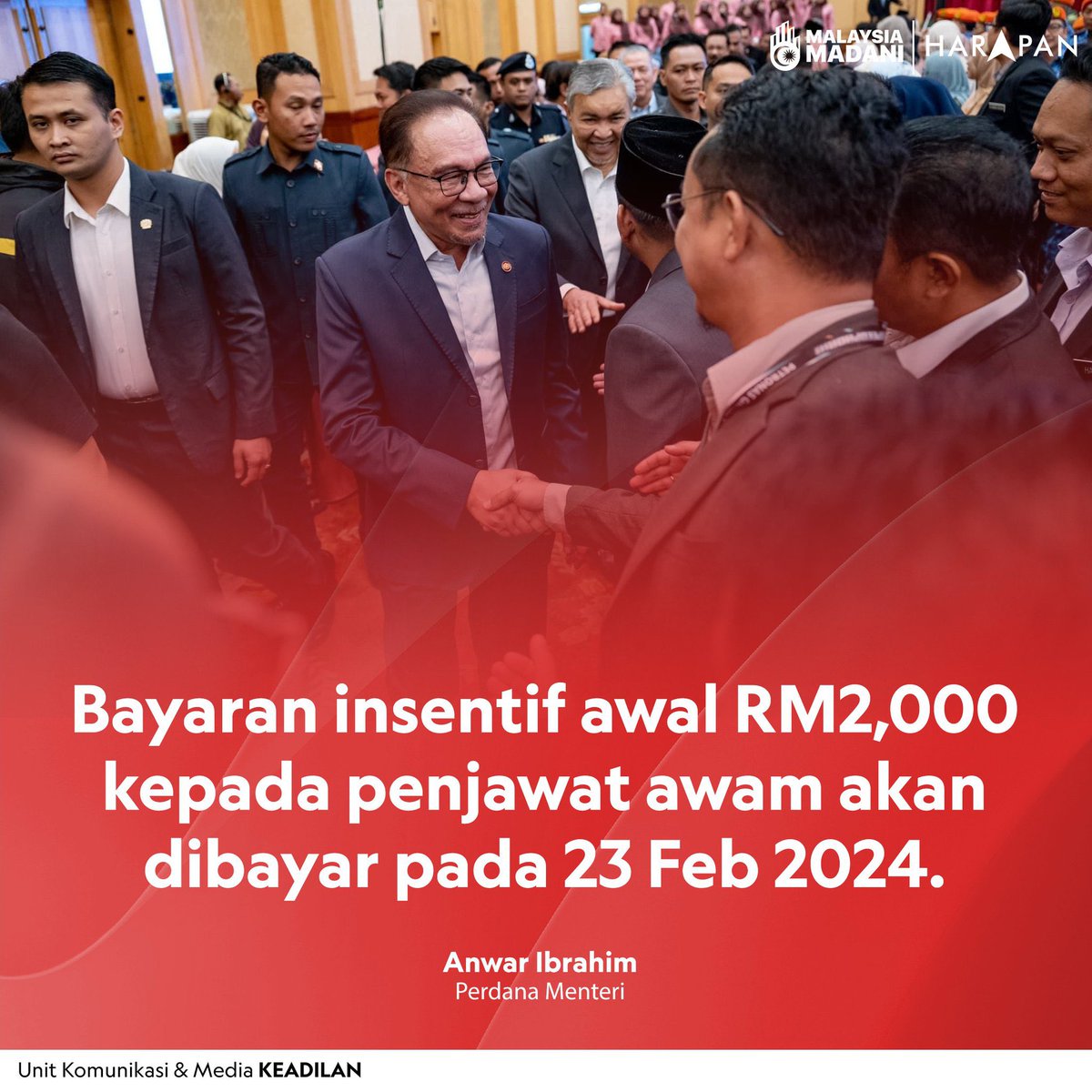 Kepada kakitangan awam yang terima insentif RM2000 hari ini gunakanlah wang sebaiknya demi persiapan anak masuk sekolah, Ramadan & Hari Raya kelak. Berbahagialah orang yang bekerja keras dan bersyukur.