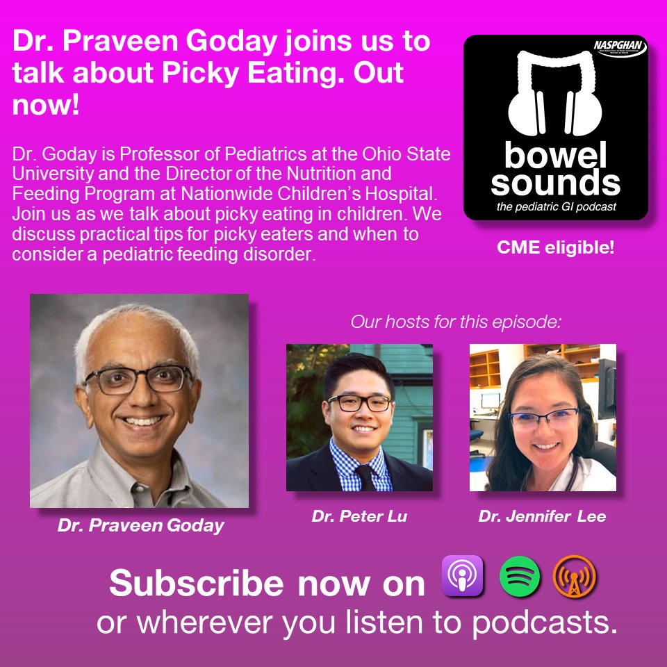 Listen today as Dr. Praveen Goday from @nationwidekids talks about picky eating and when to consider a pediatric feeding disorder. Great convesration! 🎧👉buzzsprout.com/581062/14549127 @PLLU @JenniferLeeLee1 @Jason @temarahajjat @NASPGHAN