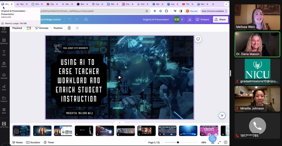 Special thanks to Melissa Welz for sharing her knowledge in tonight’s webinar on Using AI to Ease Teacher Workload and Enrich Student Instruction! #NJCUniversity #njcuedtech #DigitalLearning #21stCenturyEducation