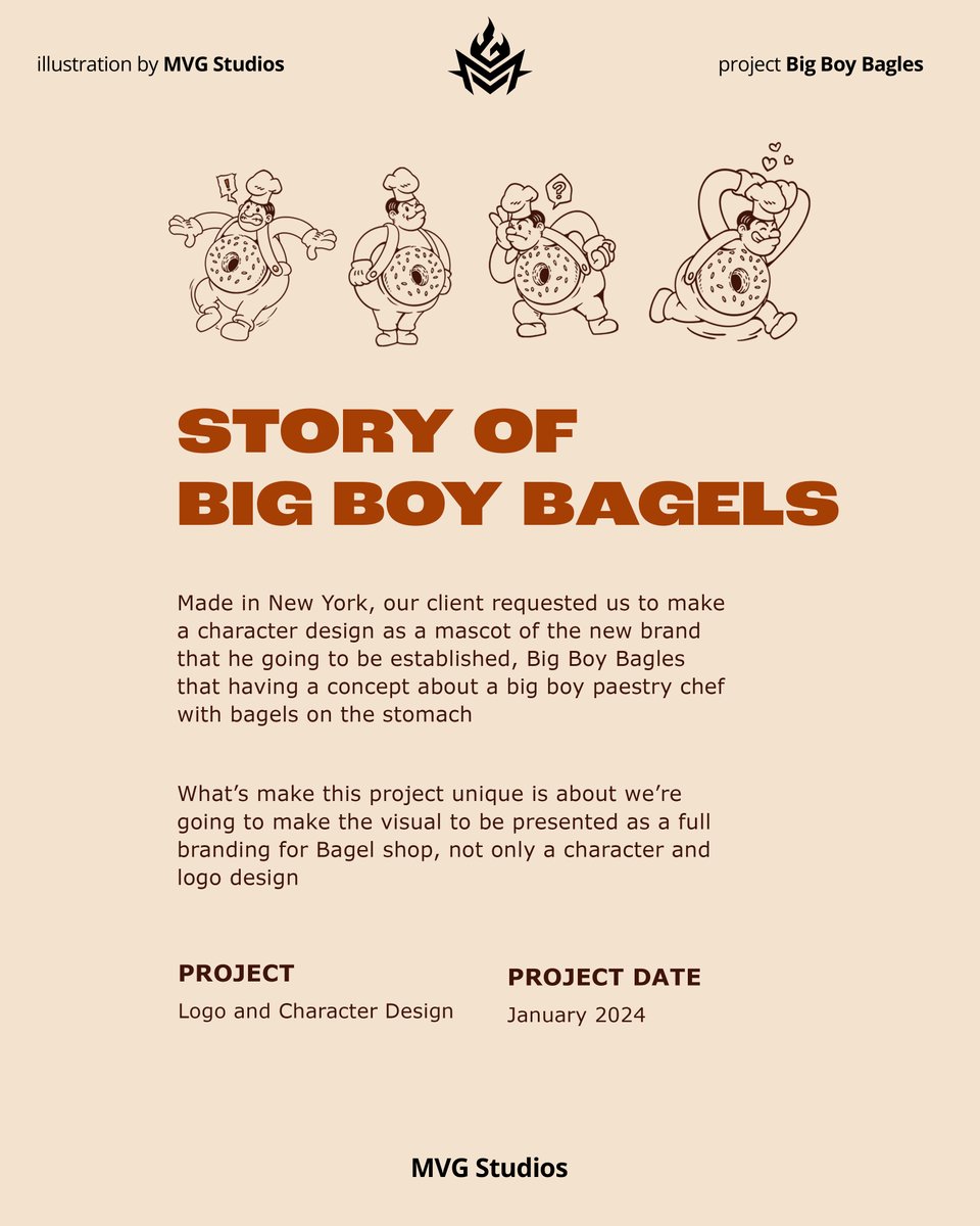 StudiosMVG's tweet photo. Big Boy Bagel!

Here is the first project that we've done on this year, finally we had an opportunity to publish it an help our client to craft and visualize their idea

starting from only a brief about illustration character, now we develop it into a shop branding

#branding https://t.co/rKThBrei0s