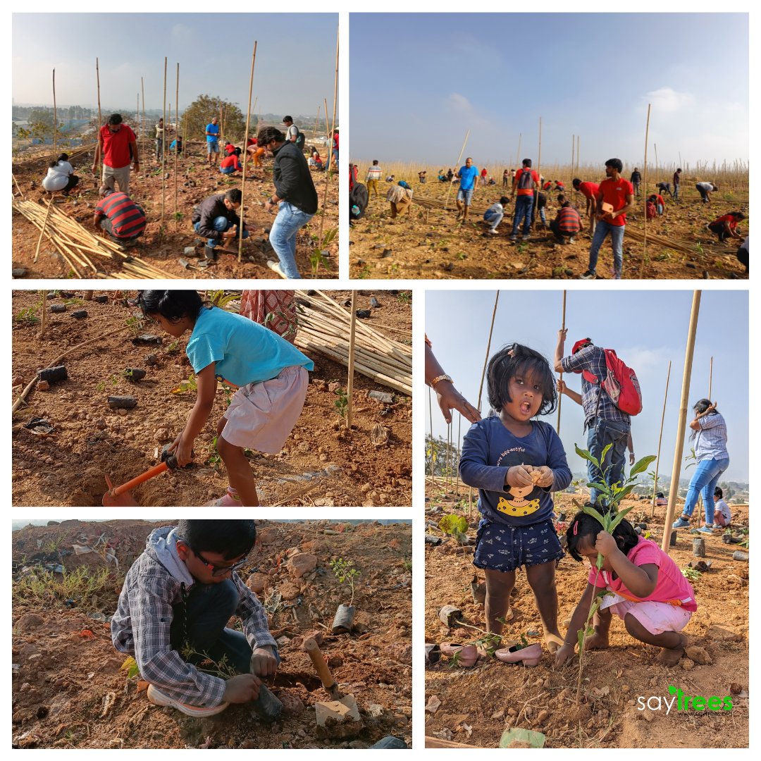 For them...for their future !!!! Next gen taking part in creating forest in #Bengaluru . Armed with shovels and hope, they planted diverse native tree saplings, each promising a greener tomorrow. Special thanks to volunteers from @CGI_Global for their support in converting a