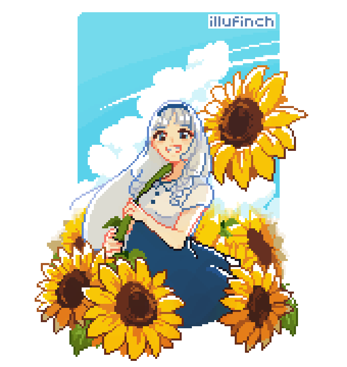 shijou takane 1girl flower sunflower solo smile long hair holding  illustration images