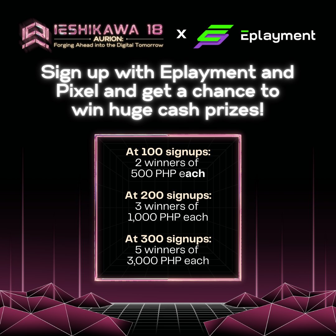 IEshikawa's tweet photo. Sign up with Eplayment and Pixel and get a chance to win huge cash prizes! 🤑

Check the link below for the 𝗳𝘂𝗹𝗹 𝘀𝘁𝗲𝗽-𝗯𝘆-𝘀𝘁𝗲𝗽 𝘁𝘂𝘁𝗼𝗿𝗶𝗮𝗹 on how to sign up: https://t.co/SnnqIgGXO0 

#IEshikawa18
#TheNextBigThing https://t.co/V3jPyE5FI2
