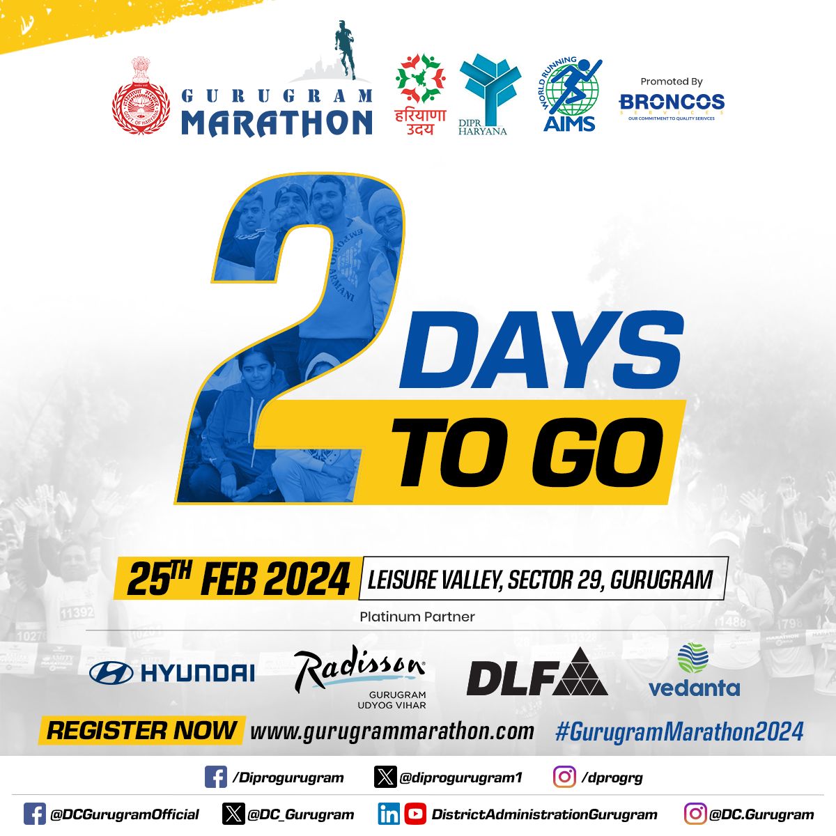 diprogurugram1's tweet photo. #Ready to Run🧎🚶♂️
#Two days to Go 🏃♂️🏃
#25thFeb #HealthCare
#FridayMotivation #LeisureValley #Sector29
#Gurugram #NCR
#Haryana #MegaEvent
#GurugramMarathon2024
#MyCityMyRun #AIMS https://t.co/3LvpCVPJqG