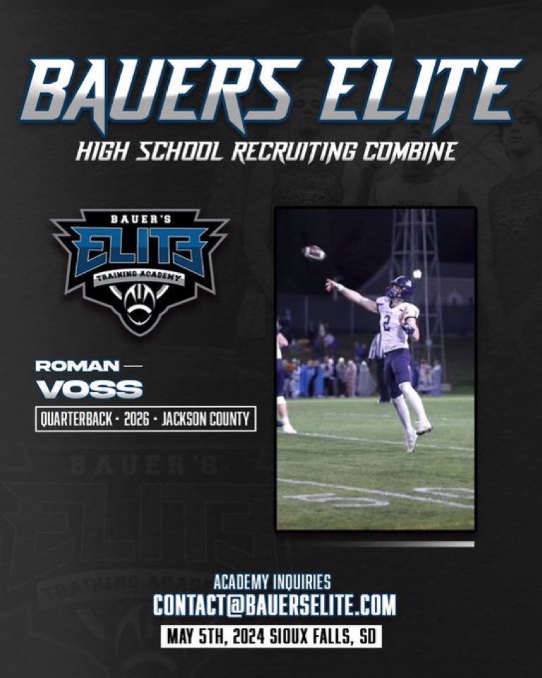 I'm exited to say that I will be attending the Bauers Elite High School Recruiting Camp Combine May 5th in Suix Falls SD. Ready to compete! @BAUERS_ELITE.