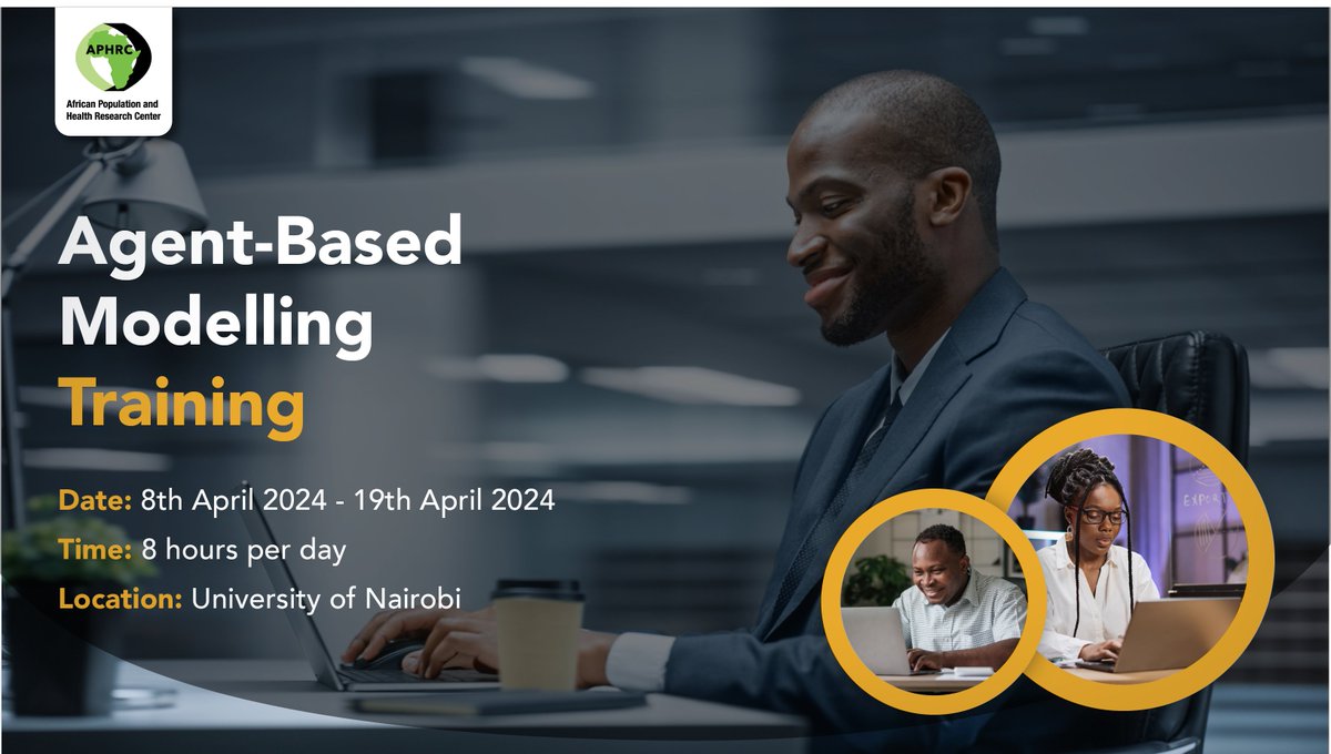 APHRC (@aphrc) on Twitter photo Course Announcement 🔊
With funding from @GatesFoundation, APHRC has partnered with <a href="/uonbi/">University of Nairobi</a> - <a href="/CEMA_Africa/">CEMA-Africa</a> , <a href="/DiscoverJKUAT/">Discover JKUAT</a> & <a href="/StrathU/">Strathmore University</a> to offer in-person training on Agent-Based Modelling. For details and registration visit: buff.ly/3T6lCwj
#DataScience #WeAreAfrica. Course Announcement 🔊
With funding from @GatesFoundation, APHRC has partnered with <a href="/uonbi/">University of Nairobi</a> - <a href="/CEMA_Africa/">CEMA-Africa</a> , <a href="/DiscoverJKUAT/">Discover JKUAT</a> & <a href="/StrathU/">Strathmore University</a> to offer in-person training on Agent-Based Modelling. For details and registration visit: buff.ly/3T6lCwj
#DataScience #WeAreAfrica.