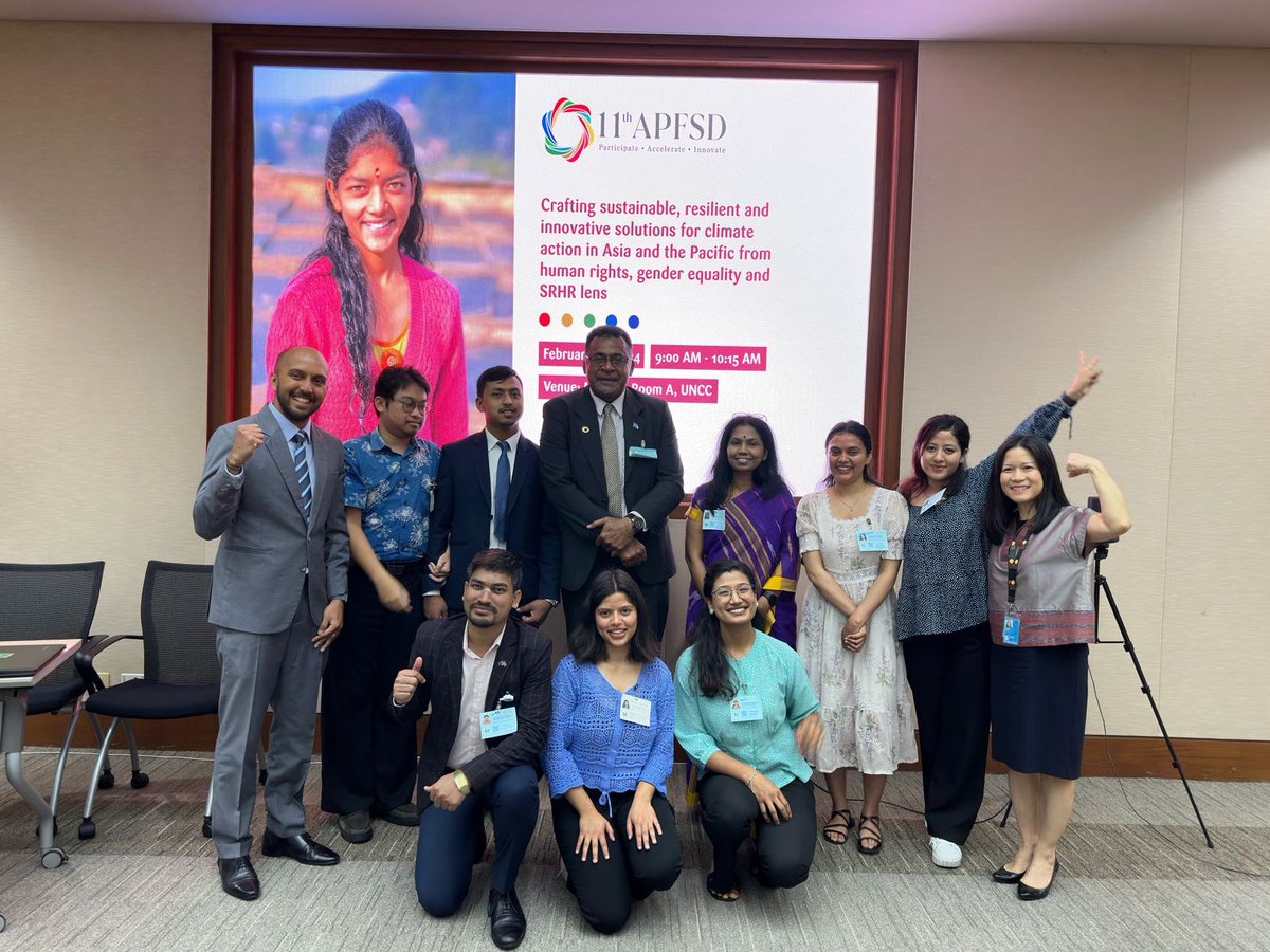 <a href="/OmarfarukBD71/">Omar Faruk</a> <a href="/FP2030Global/">FP2030</a> <a href="/BeijingBbc/">Beyond Beijing Committee (BBC) Nepal</a> <a href="/NepalAPFSD/">Nepal APFSD Youth Alliance</a> <a href="/RHRNNepal/">RHRN Nepal Platform</a> <a href="/FP2030AP/">FP2030AP</a> <a href="/dakki_16/">Dakshitha</a> <a href="/UNESCAP/">United Nations ESCAP</a> <a href="/nirshrestha2071/">Nir Shrestha</a> <a href="/Blindyouthnepal/">blind youth Nepal</a> <a href="/RSAIJYOTHI/">SAI JYOTHIRMAI</a> <a href="/AP_RCEM/">AsiaPacificRCEM</a> <a href="/DhakalRiju/">Riju Dhakal</a> <a href="/Vis_Im/">Visible Impact</a> <a href="/YUWAtweets/">YUWA</a> That's it for our side event at the 11th #APFSD. Thank you everyone for tuning in. Leaving with this picture of our panelists who highlighted diverse young people's needs while also recommending solutions for climate action 💪💪

<a href="/FP2030AP/">FP2030AP</a>