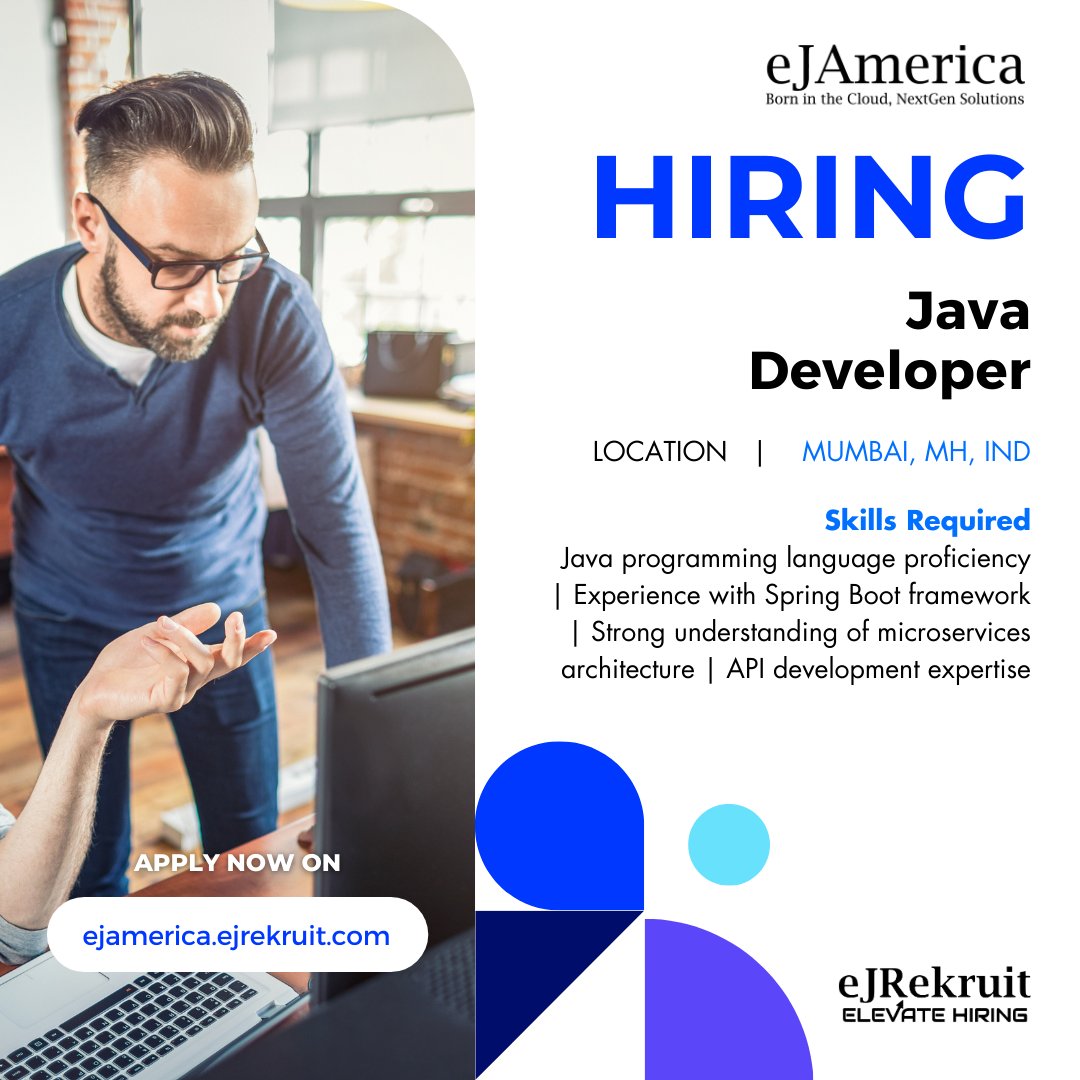 ejangar's tweet image. Apply Now - ow.ly/mSNf50QGTGl

Fueling innovation with Java! Are you a passionate Java Developer looking for a new challenge? Join us in shaping the future of technology.

#javainnovation #coderevolution #jobopportunity #jobsearch #techcareer #ejrekruit #ejamerica