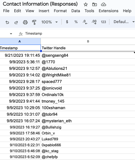 Timestamps are a beautiful thing. You can see who liked and loved Julio since Sept 9, 2023! 

🧡 Thank you for everyone who filled the allowlist from Sept to Feb 22 (Form in Bio) when Julio was just a post on Twitter.

Your wallets have been entered into the FCFS phase!