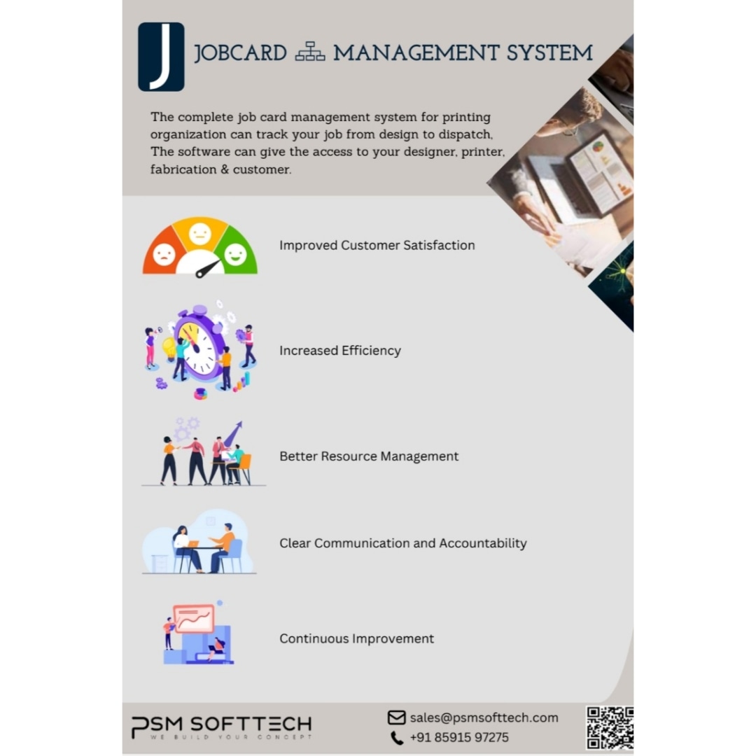 PSM_Softtech's tweet image. Transform your printing business with PSM SoftTech&apos;s Job Card Management Software.From design to dispatch, elevate customer satisfaction, enhance efficiency, and ensure transparent communication. Optimize resources and increase accountability seamlessly. #PSMSofttech