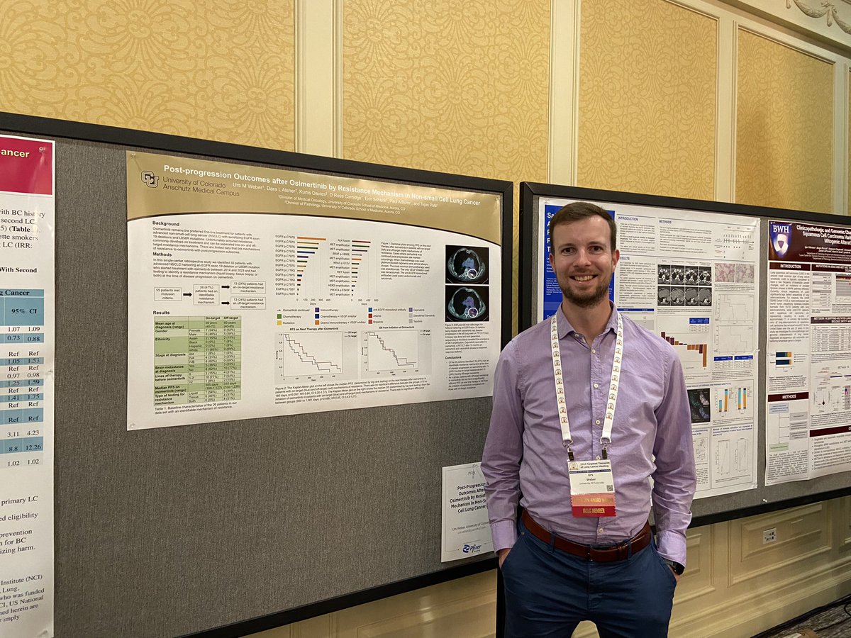 Had a great time discussing our work looking at outcomes in patients with #EGFR exon 19 deletion or L858R mutated #lungcancer post-progression on osimertinib by mechanism of resistance at the #TTLC24 poster session!