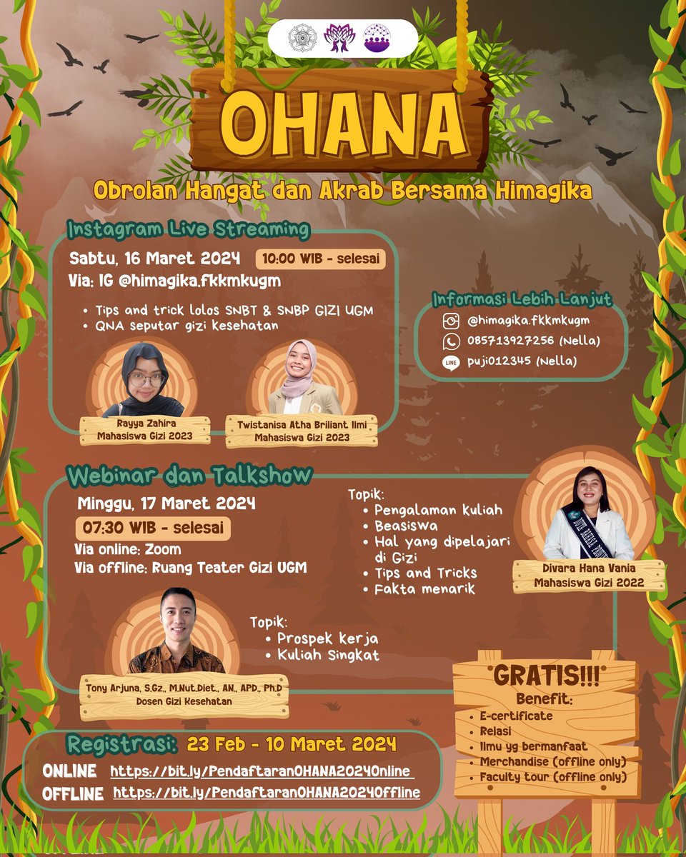 HimagikaUGM's tweet photo. [OHANA 2024]

Haloo, para pejuang Perguruan Tinggi!✨
Kamu masih bimbang mau ambil jurusan apa?
Kamu masih bingung dengan prodi Gizi Kesehatan UGM? Kamu mau kenal lebih dalam tentang prodi Gizi Kesehatan UGM?
Itu tandanya kamu harus ikut OHANA 2024!🙌🏻 https://t.co/niASzBe16Q