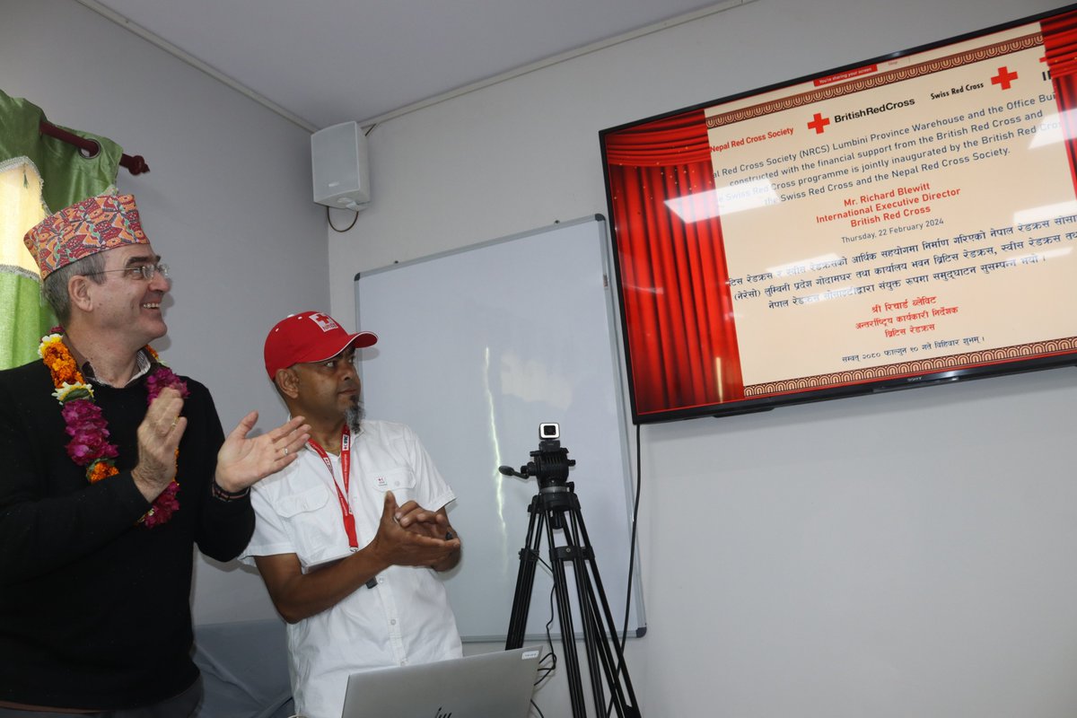 NepalRedCross's tweet photo. We are pleased to share Mr. Richard Blewitt,  Executive Director of International from BRC has extended a visit to #NRCS. He has inaugurated warehouse in #KarnaliProvince that will facilitate emergency response in remote districts of #Nepal. Thanks for generous support #BRC #SRC. https://t.co/jrju3Z9OLV