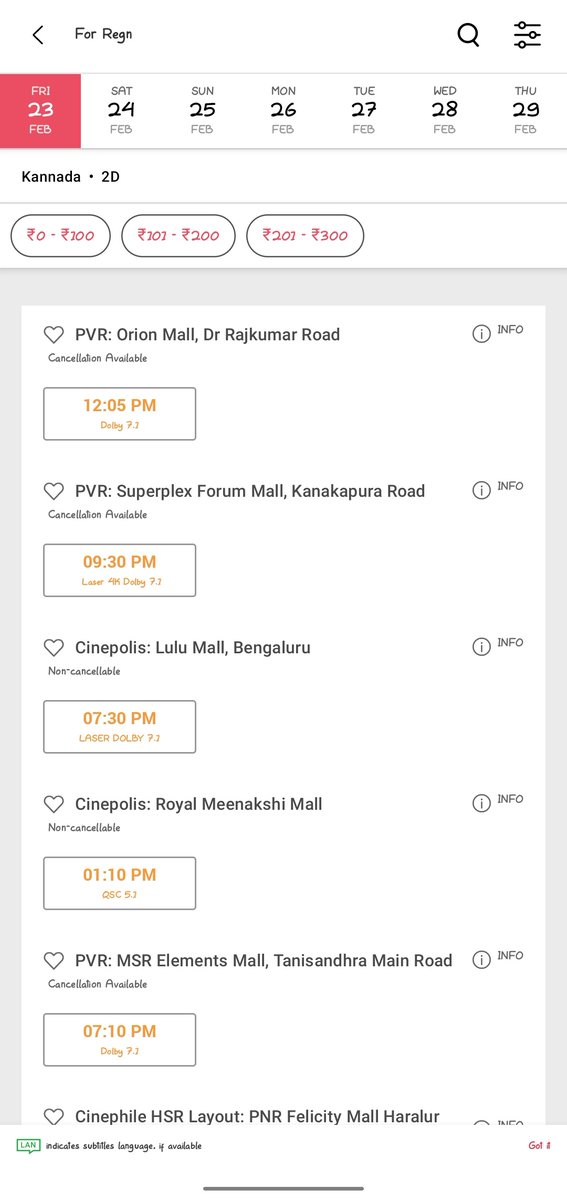 #ForRegn 5FF shows in Bengaluru
99Rs price works well for the film.

#ForRegistration @AmbarPruthvi @MilanaNagaraj